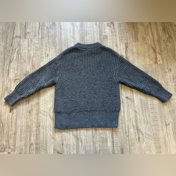 Wool blend Zara chunky knit Cozy Gray Sweater oversized long neutral winter - Picture 3 of 8